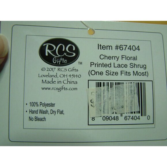 Cherry Floral Printed Lace Shrug Cover Up Lace Hem Women OSFM NWT All Jazzed Up - Picture 6 of 6